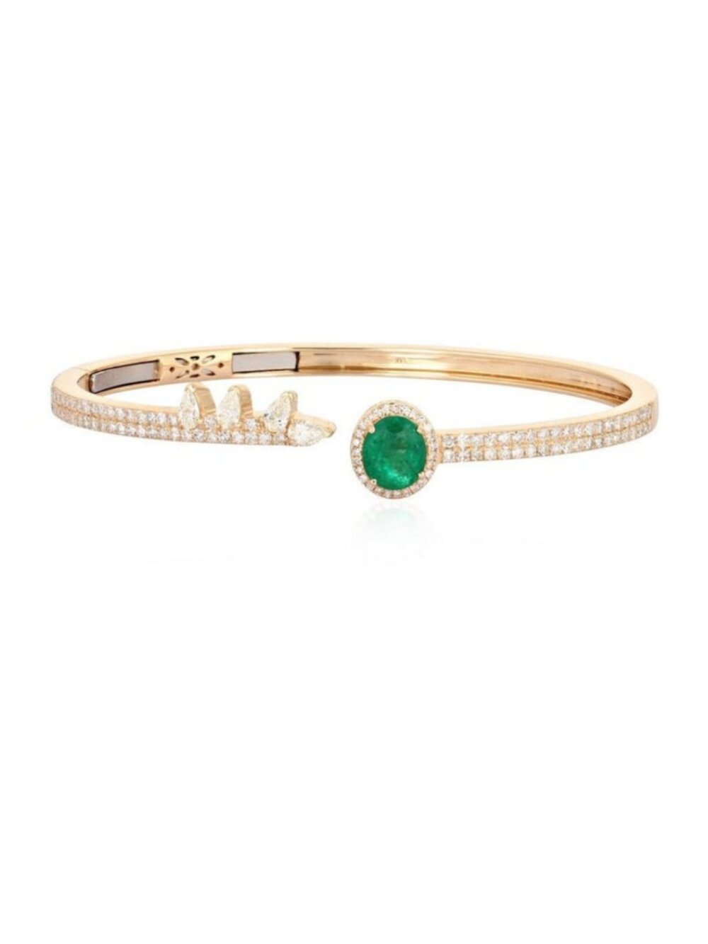 Botanic Charm 14K (or 18k upon request) Gold Diamond Emerald Leaf Bracelet